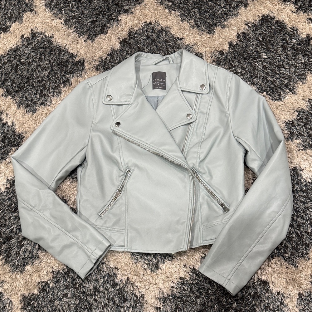 Light blue Faux Leather Jacket